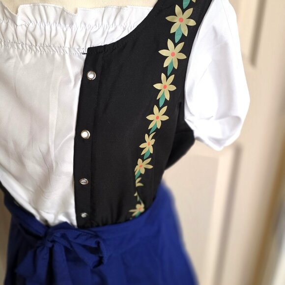 Bavarian Costume Dress with Apron - Embroidered - Short Sleeves - Size Large - Picture 3 of 5
